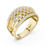 Luminous Pavé-Set Round Brilliant Multi-Row Statement Band