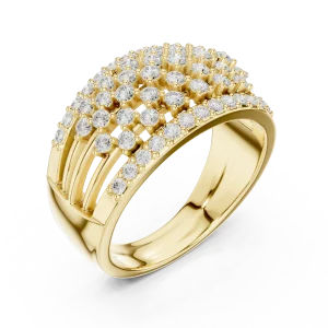 Luminous Pavé-Set Round Brilliant Multi-Row Statement Band