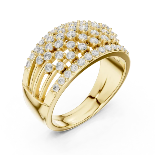 Luminous Pavé-Set Round Brilliant Multi-Row Statement Band