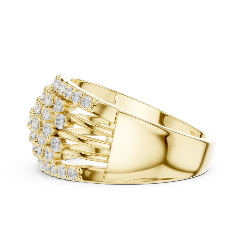 Luminous Pavé-Set Round Brilliant Multi-Row Statement Band - Image 4