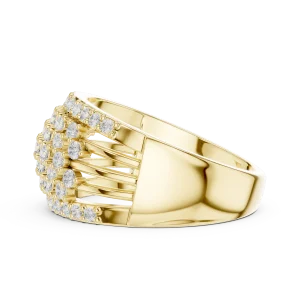 Luminous Pavé-Set Round Brilliant Multi-Row Statement Band - Image 4