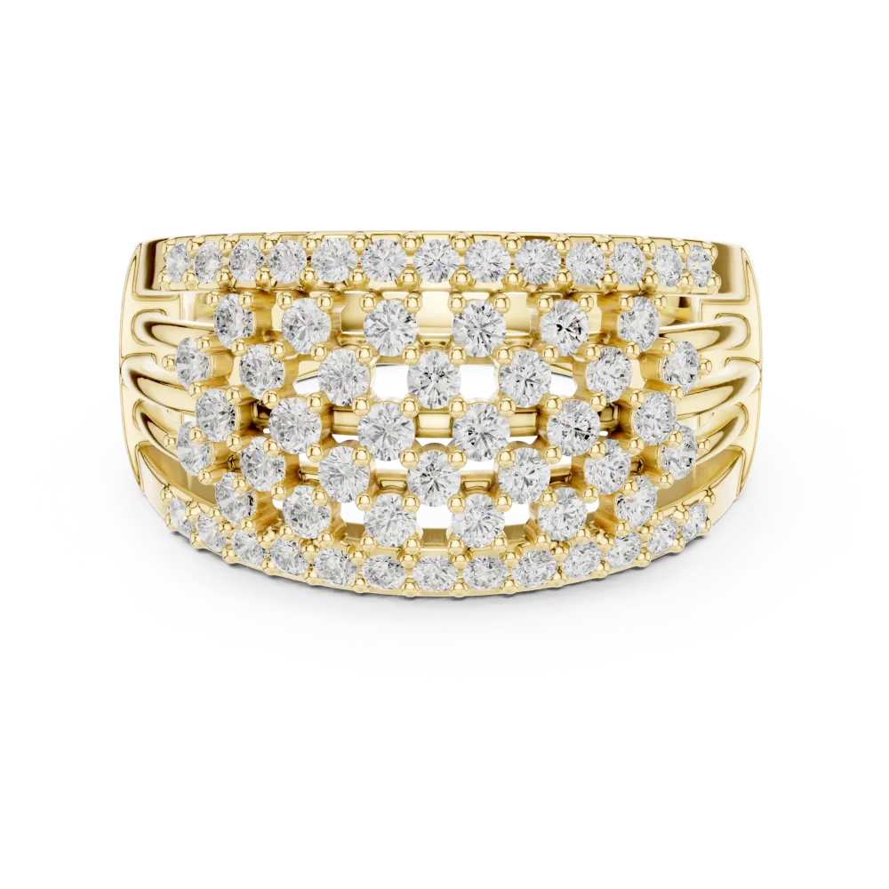 Luminous Pavé-Set Round Brilliant Multi-Row Statement Band - Image 2