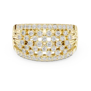 Luminous Pavé-Set Round Brilliant Multi-Row Statement Band - Image 2