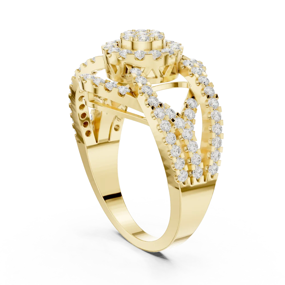 Luminary Round Brilliant Pavé-Set Architectural Cocktail Ring - Image 3