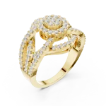 Luminary Round Brilliant Pavé-Set Architectural Cocktail Ring