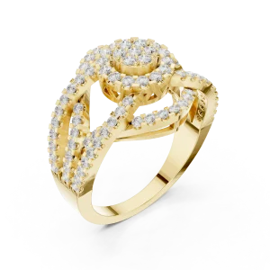 Luminary Round Brilliant Pavé-Set Architectural Cocktail Ring