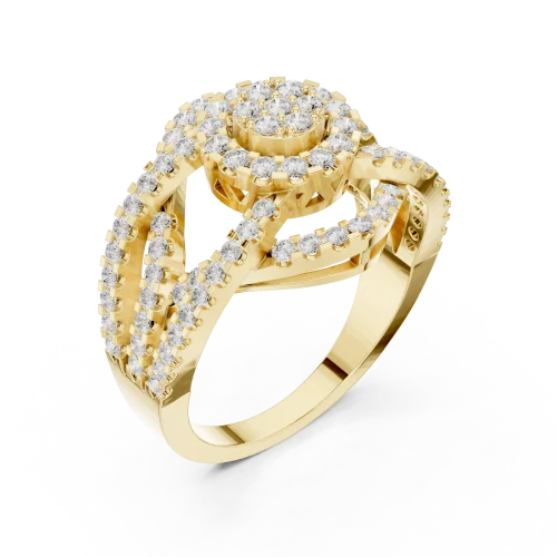 Luminary Round Brilliant Pavé-Set Architectural Cocktail Ring