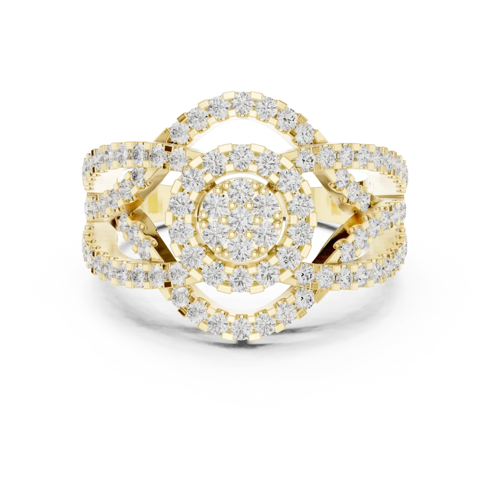 Luminary Round Brilliant Pavé-Set Architectural Cocktail Ring - Image 2