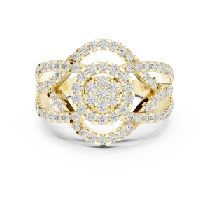 Luminary Round Brilliant Pavé-Set Architectural Cocktail Ring - Image 2