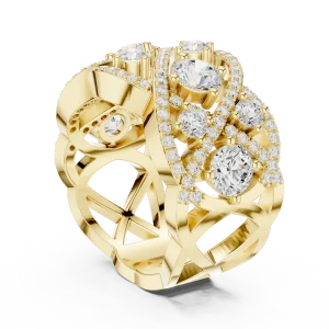 Luminary Round Brilliant Pavé-Set Architectural Ring - Image 3