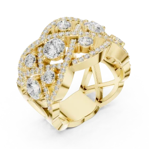 Luminary Round Brilliant Pavé-Set Architectural Ring