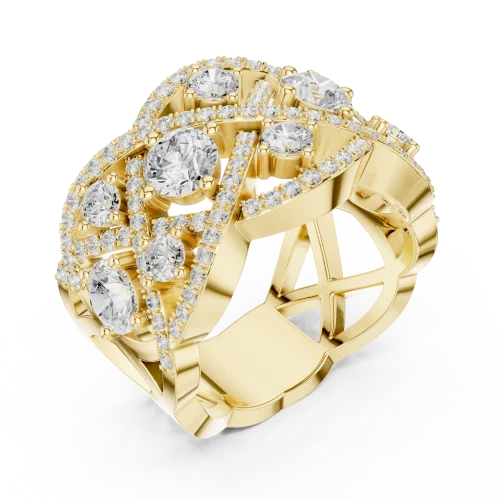 Luminary Round Brilliant Pavé-Set Architectural Ring
