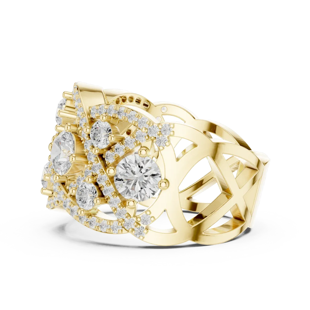Luminary Round Brilliant Pavé-Set Architectural Ring - Image 4