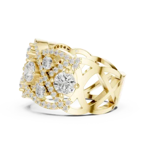 Luminary Round Brilliant Pavé-Set Architectural Ring - Image 4