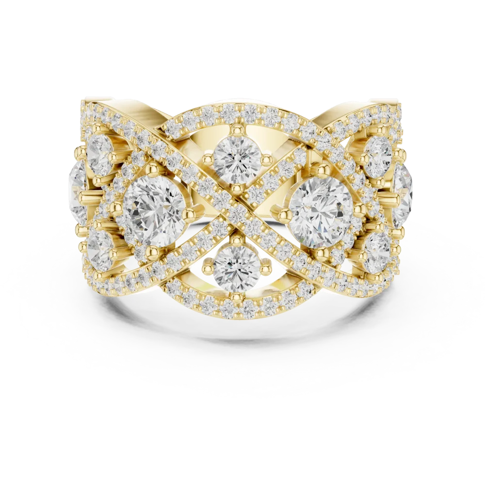 Luminary Round Brilliant Pavé-Set Architectural Ring - Image 2