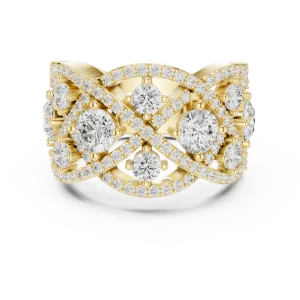 Luminary Round Brilliant Pavé-Set Architectural Ring - Image 2