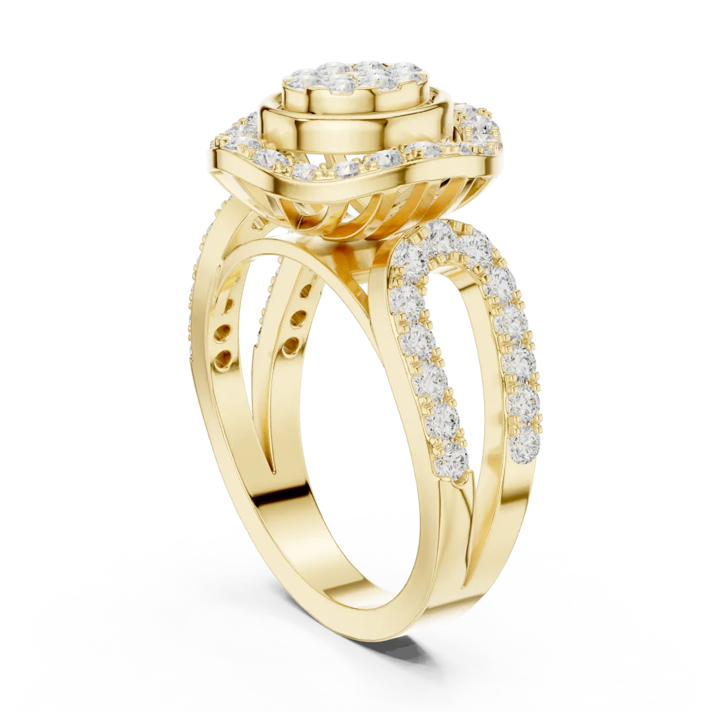 Ethereal Round Brilliant Cluster Architectural Ring - Image 3