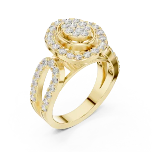 Ethereal Round Brilliant Cluster Architectural Ring