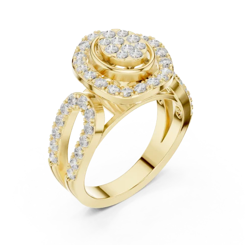 Ethereal Round Brilliant Cluster Architectural Ring