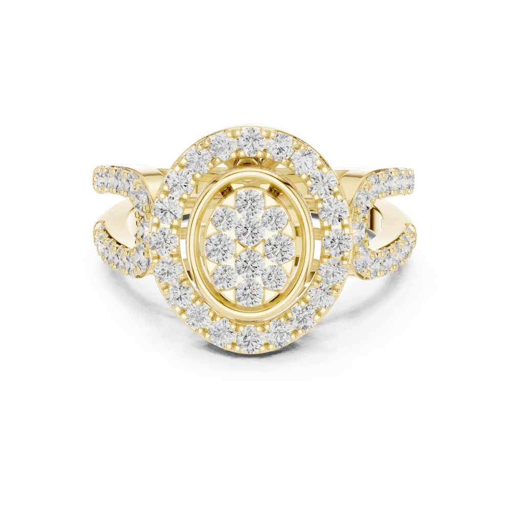 Ethereal Round Brilliant Cluster Architectural Ring - Image 2