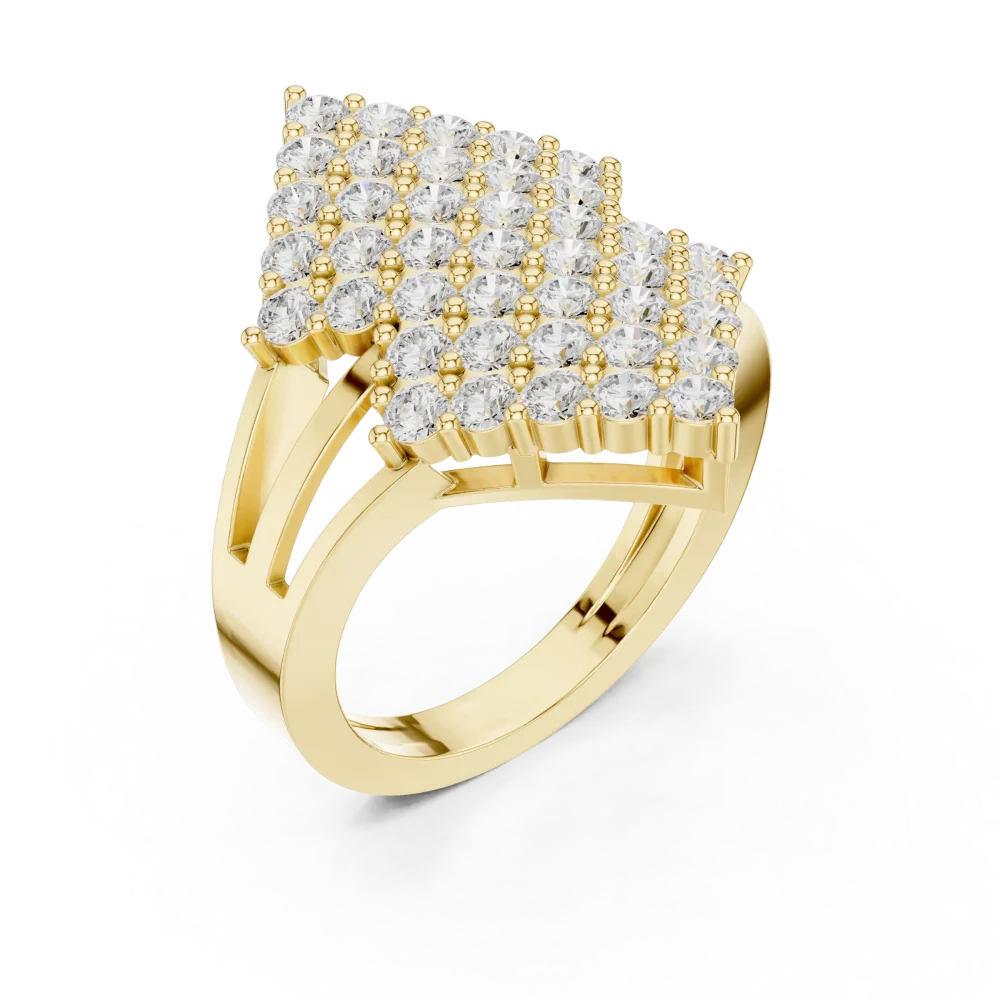 Discover the geometric allure of our pavé-set DIAMEUR diamond ring. A modern classic engineered for brilliance. Shop this sustainable luxury piece today.