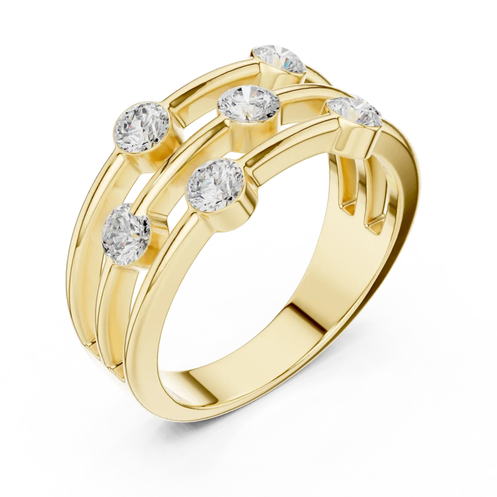 Discover the elegance of our Linear Symmetry Band, featuring seven brilliant DIAMEUR diamonds. A modern classic for your collection. Shop the look today.