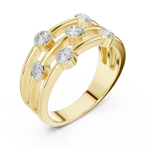 Linear Symmetry Round Brilliant Multi-Row Band