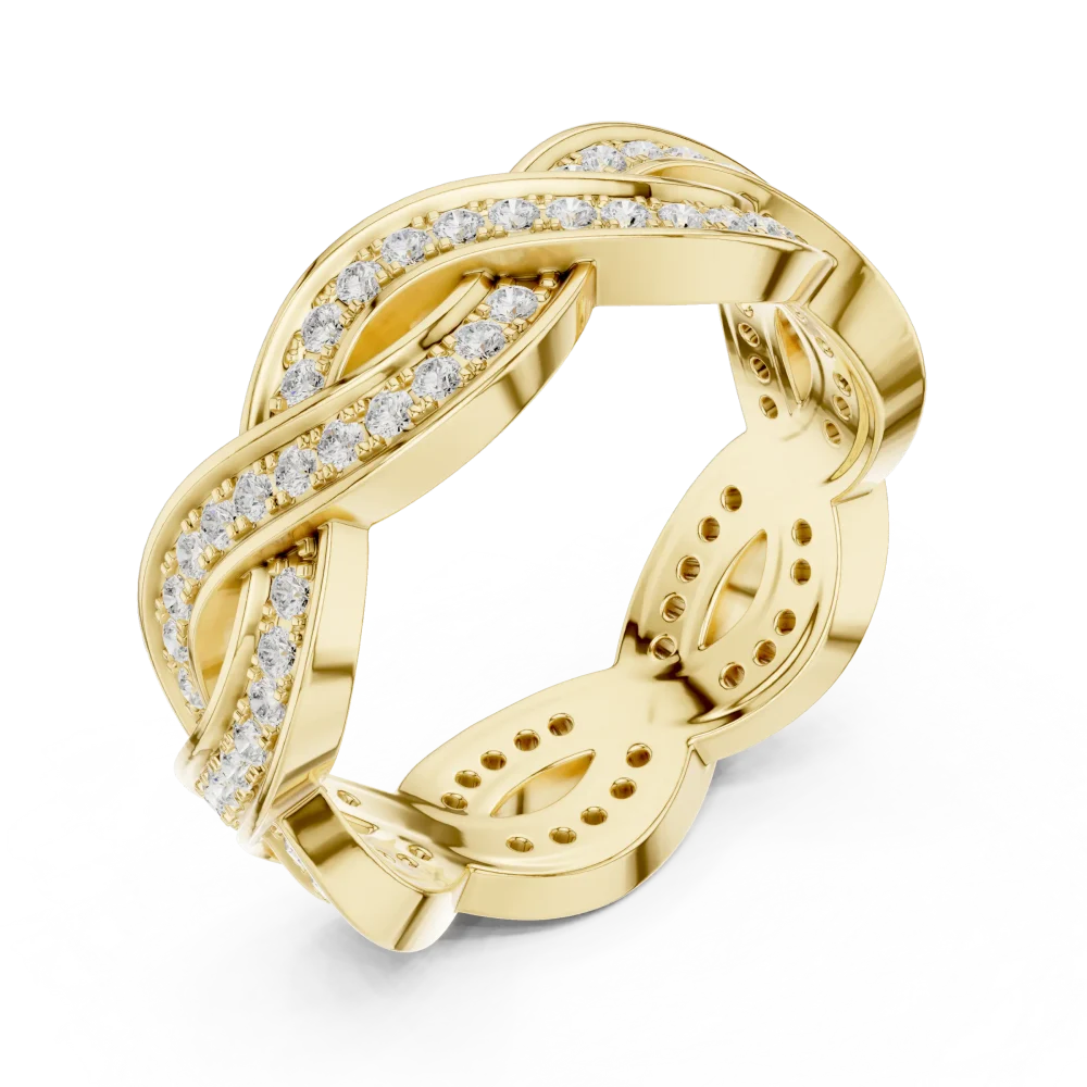 Discover the radiant brilliance of this braided band, featuring 84 pavé-set DIAMEUR diamonds. Elevate your collection with this sustainable modern classic.