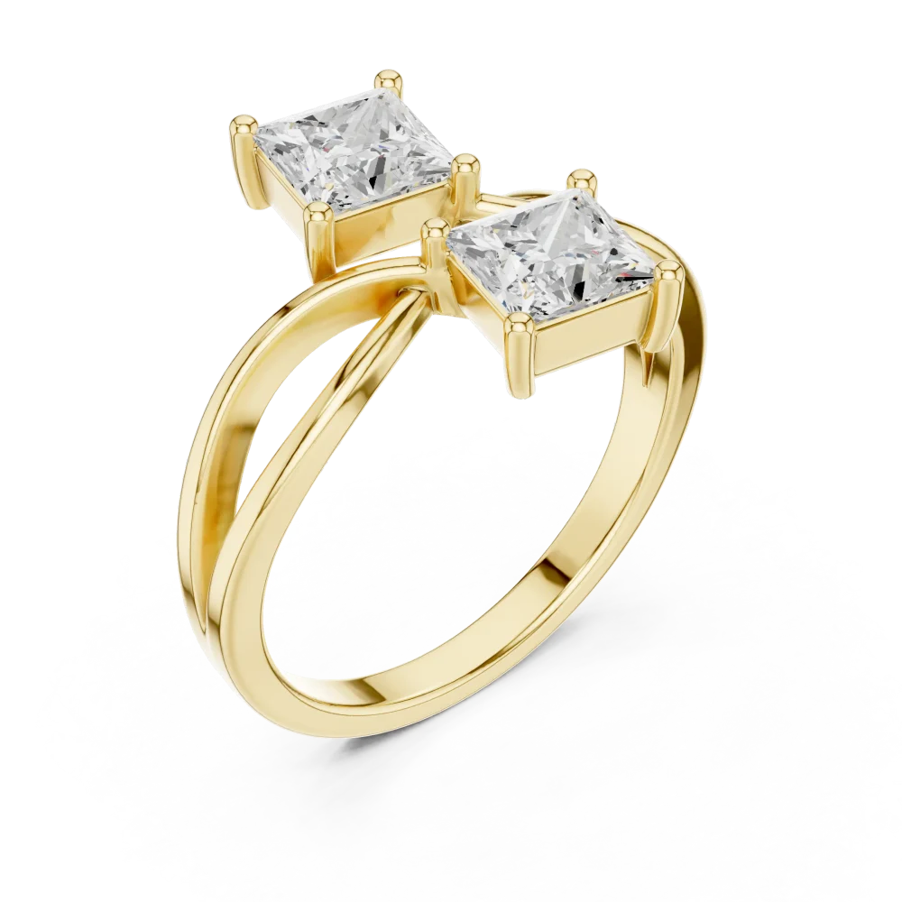 Discover the modern allure of this architectural princess-cut Solitaire Ring. Featuring a brilliant DIAMEUR diamond, it defines everyday luxury. Shop now.