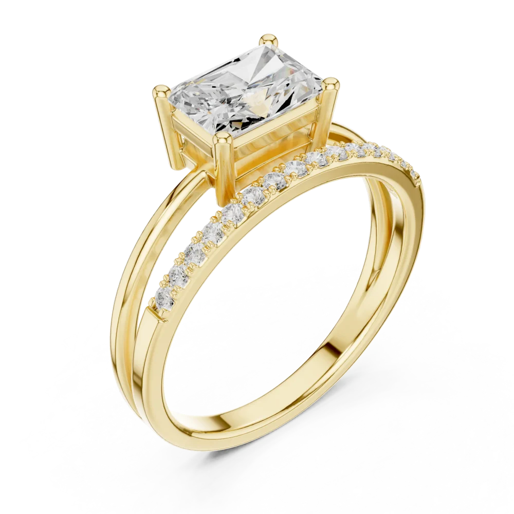 Discover the Radiant Ethereal Solitaire, a stunning ring featuring a brilliant-cut center stone. Experience sustainable luxury and shop yours today.