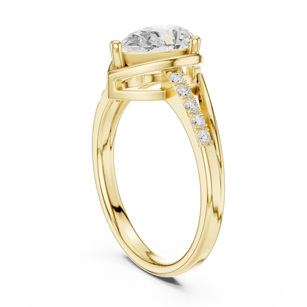 Ethereal Pear Solitaire Hidden Pavé Lab Grown Diamond Ring - Image 3