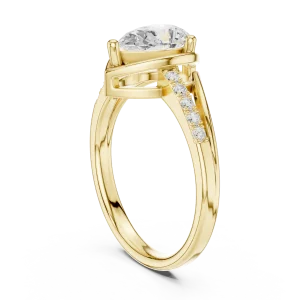 Ethereal Pear Solitaire Hidden Pavé Lab Grown Diamond Ring - Image 3