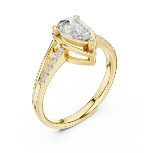 Ethereal Pear Solitaire Hidden Pavé Lab Grown Diamond Ring