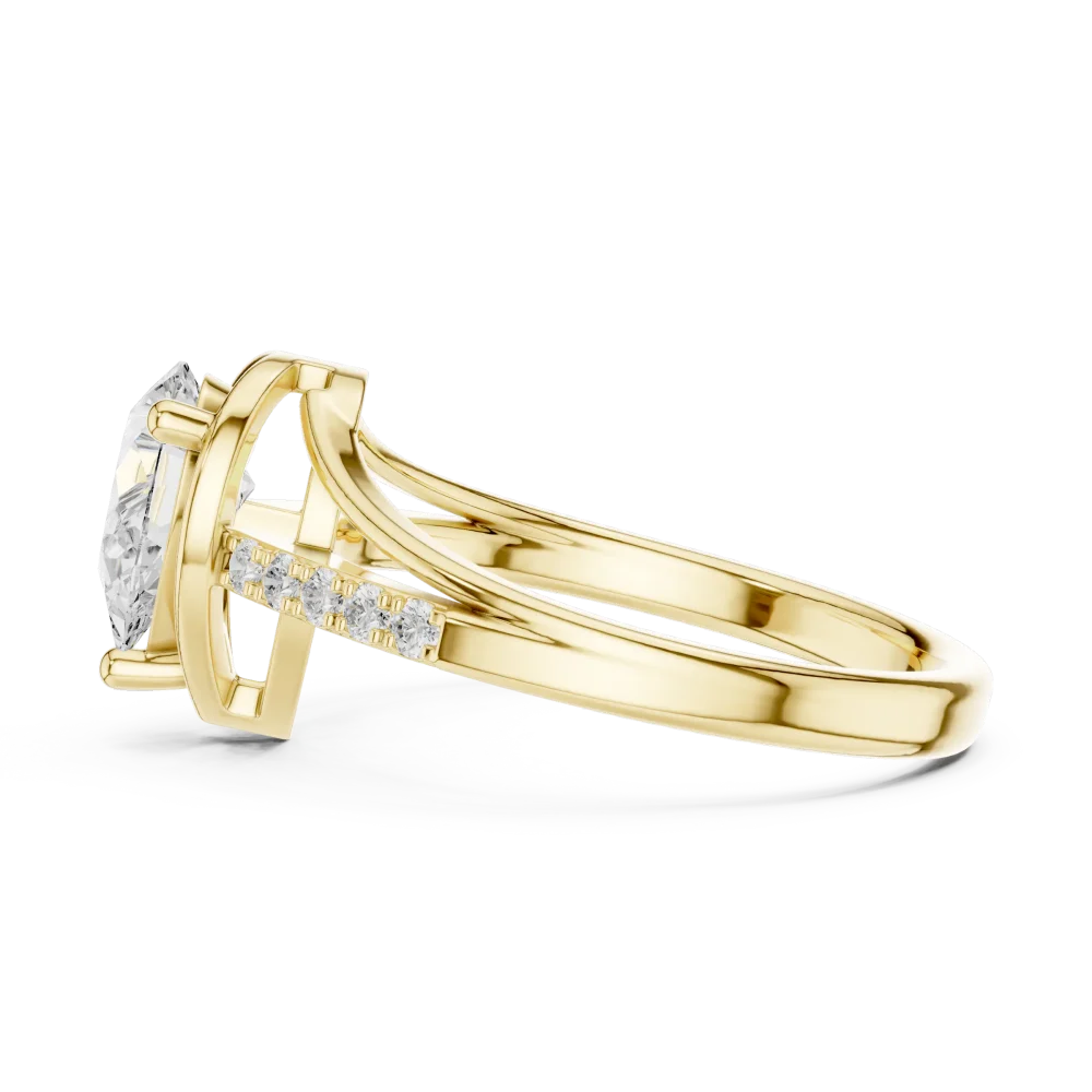 Ethereal Pear Solitaire Hidden Pavé Lab Grown Diamond Ring - Image 4
