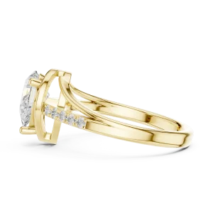 Ethereal Pear Solitaire Hidden Pavé Lab Grown Diamond Ring - Image 4