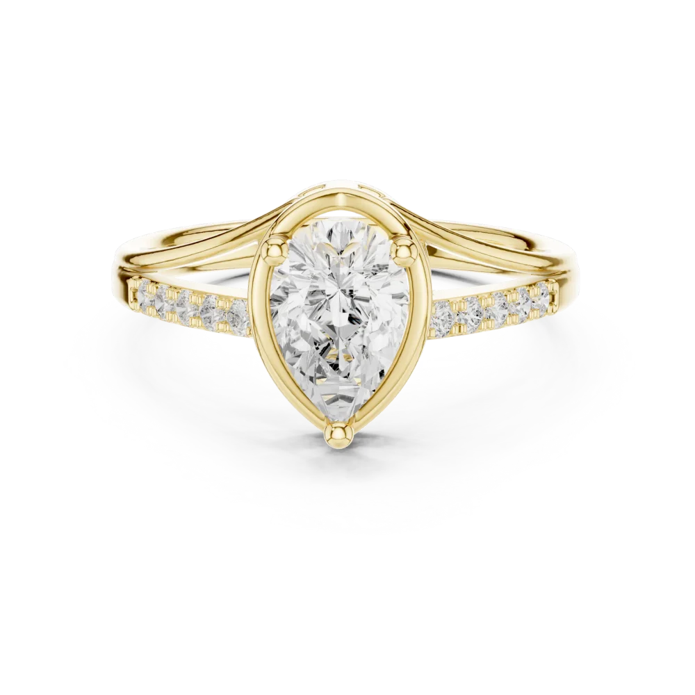 Ethereal Pear Solitaire Hidden Pavé Lab Grown Diamond Ring - Image 2