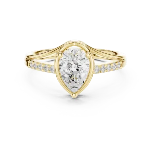 Ethereal Pear Solitaire Hidden Pavé Lab Grown Diamond Ring - Image 2