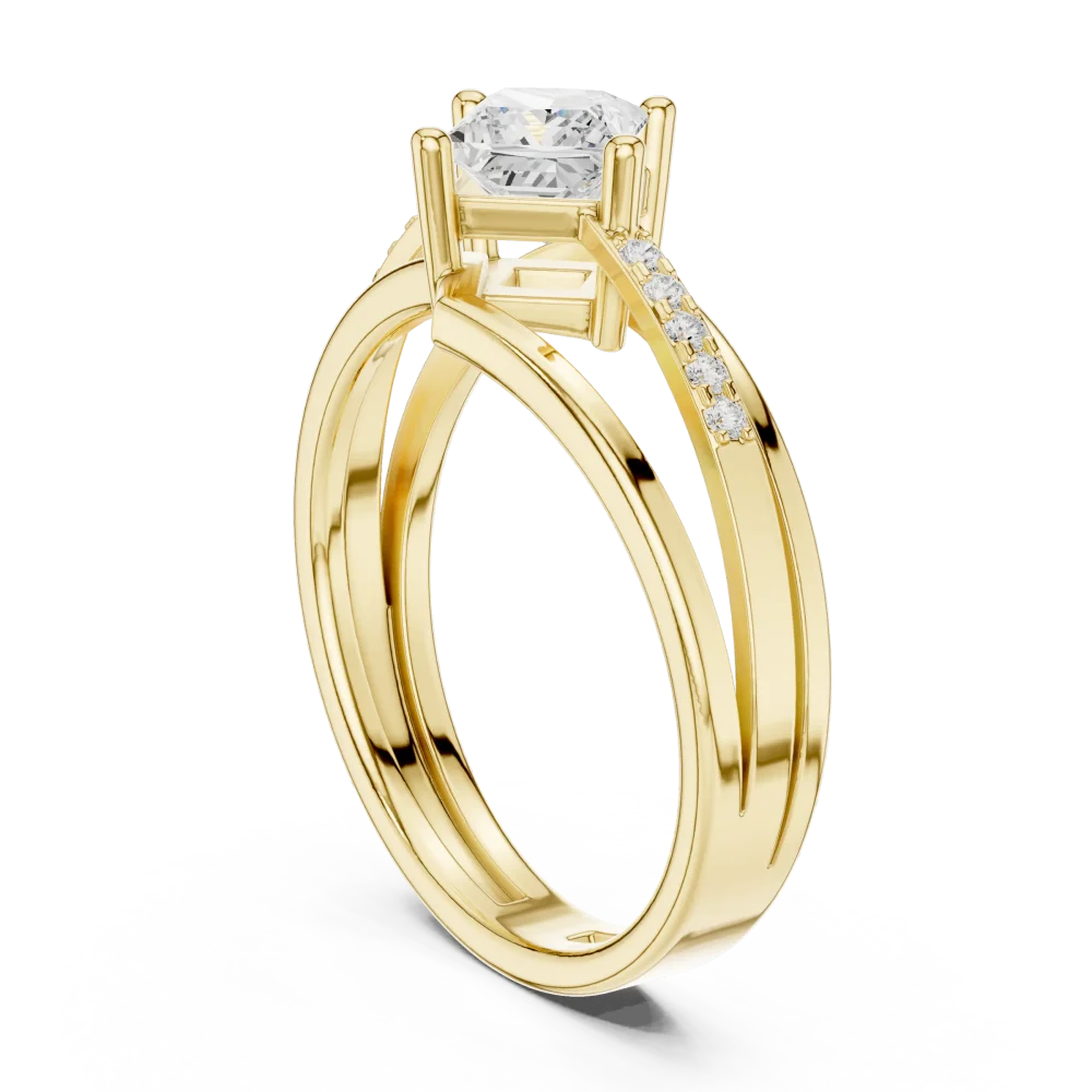 Architectural Princess Solitaire Split-Shank Diamond Ring - Image 3