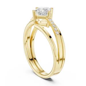 Architectural Princess Solitaire Split-Shank Diamond Ring - Image 3
