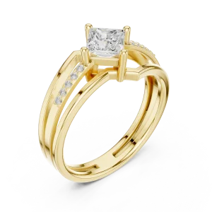 Architectural Princess Solitaire Split-Shank Diamond Ring