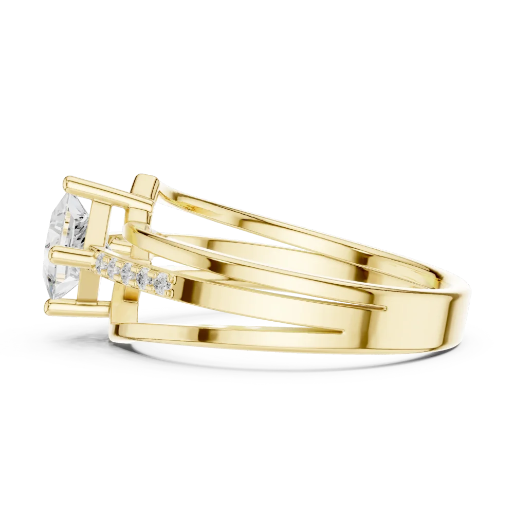 Architectural Princess Solitaire Split-Shank Diamond Ring - Image 4