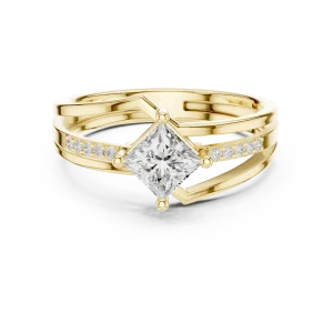 Architectural Princess Solitaire Split-Shank Diamond Ring - Image 2