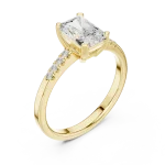 Radiant Essence Radiant Cut Solitaire Ring with Pavé Accents