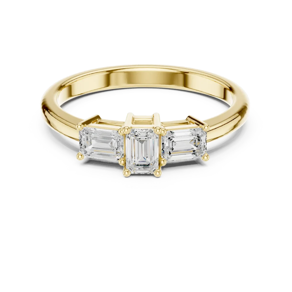 Luminary Emerald Cut Three Stone Solitaire Ring - Image 2