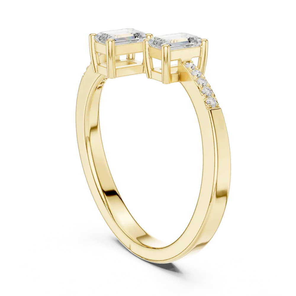 Symmetry Emerald Cut Solitaire Bypass Statement Ring - Image 3