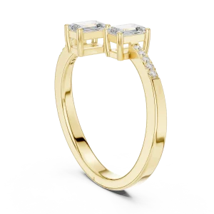 Symmetry Emerald Cut Solitaire Bypass Statement Ring - Image 3