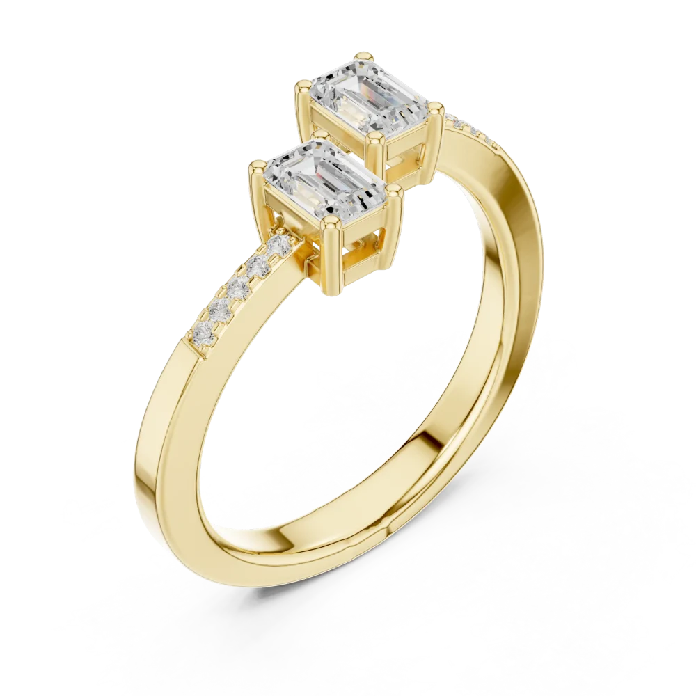 Discover the beauty of this emerald-cut Solitaire bypass ring. Featuring shimmering DIAMEUR diamonds, this modern classic is a must-have. Shop today!