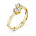 Symmetry Emerald Cut Solitaire Bypass Statement Ring