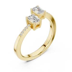 Symmetry Emerald Cut Solitaire Bypass Statement Ring