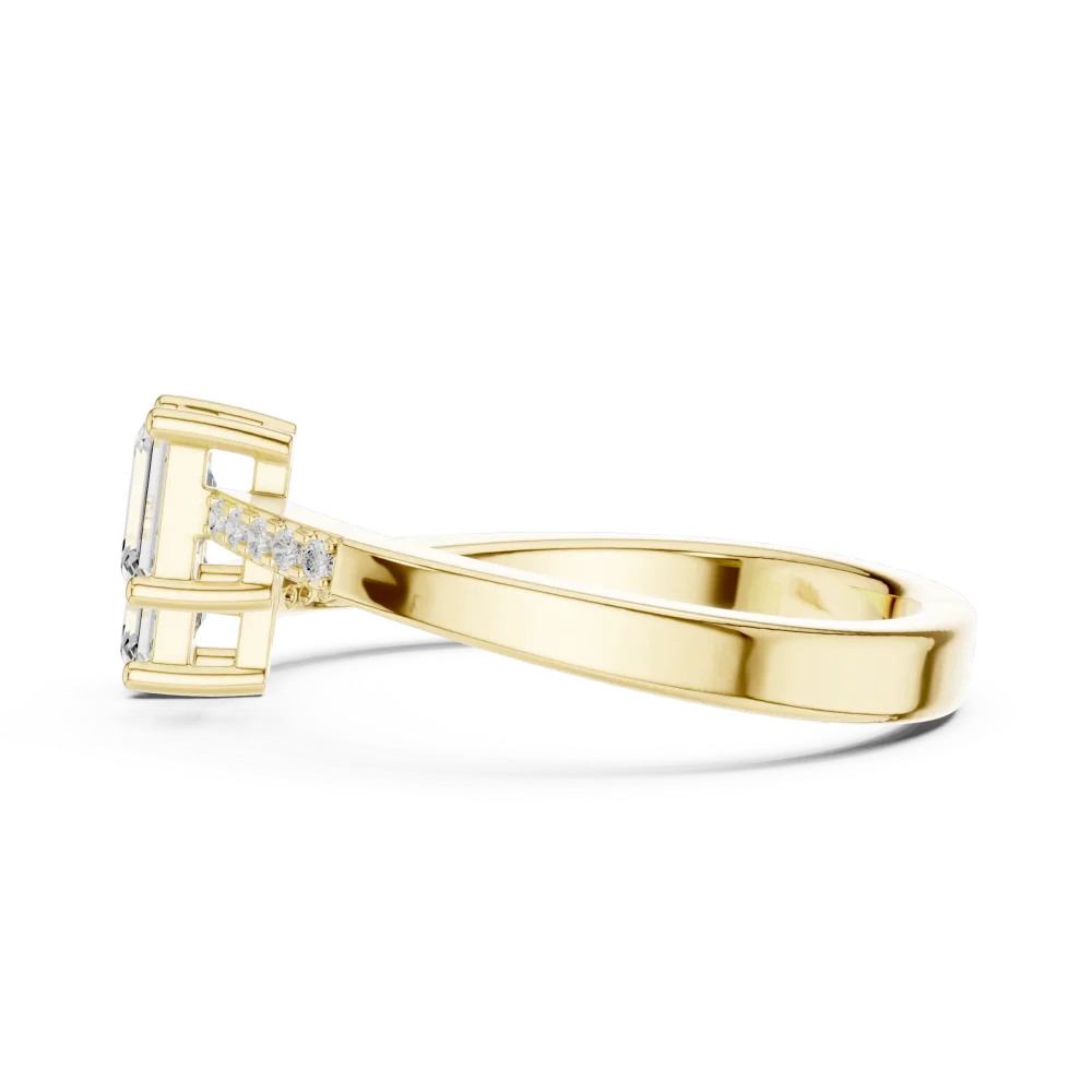 Symmetry Emerald Cut Solitaire Bypass Statement Ring - Image 4